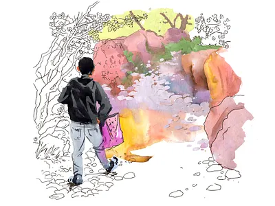 Child abstract aquarelle art children drawing illustration nature painting sketch watercolor watercolour