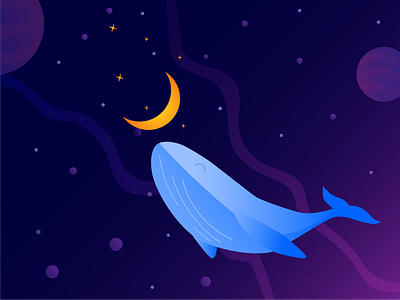 The Moon Whale design design art happy happy whale illustration illustration art illustrator moon moonlight space stars swiming universe vector vector art vector illustration water whale whale illustration