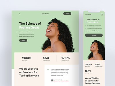 Vessel - Website Landing Page Design ehr emr health health app health care healthcare healthy medecine medical medicine product design rondesign supplement supplements supplies web design webdesign website