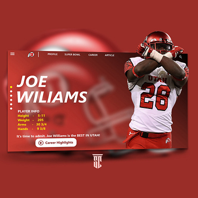 Joe William (Landing Page) app design landing design landing page design landingpage nfl nfl design ui ux web website