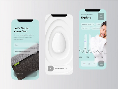 Smart Nora Health - Smart Sleep Tracking Animation device ehr emr health health app health care healthcare healthy medical medicine mobile mobile app onboarding patient product design rondesign smartnora