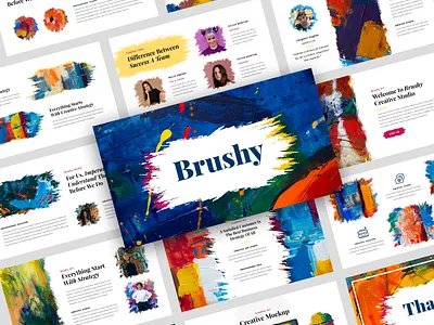 Brushy – Brush Creative Art Presentation Template art gallery artist artistic brush colorful craft creative art digital art drawing art education fine art handmade lettering painting pastel photo gallery pop art retro visual art watercolor