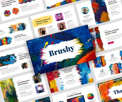 Brushy – Brush Creative Art Presentation Template art gallery artist artistic brush colorful craft creative art digital art drawing art education fine art handmade lettering painting pastel photo gallery pop art retro visual art watercolor