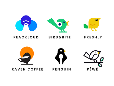 birds logos bird canary clever cloud coffee creative design fruit lemon logo minimal music peacock pen penguin raven simple sparrow