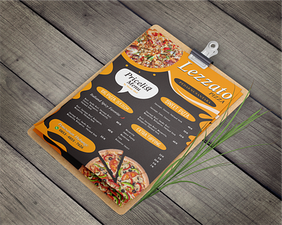 Menu Design: "Lezzato Pizza" advertising brand identity branding design graphic design illustration logo marketing menu design print visual branding