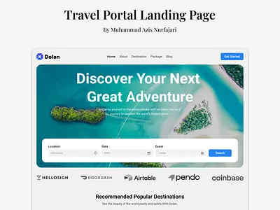 Travel Portal Landing Page figma landing page minimalist modern travel travel portal travel website ui ui design uiux uiux design web design website