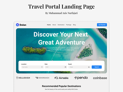 Travel Portal Landing Page figma landing page minimalist modern travel travel portal travel website ui ui design uiux uiux design web design website