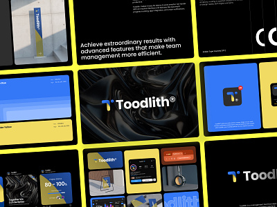 Toodlith - Team Management Branding Design branding clean collaboration dark design figma illustration popullar project sauqi arif task management task manager team management team work ui unspace website work yellow