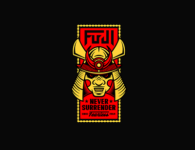 Fuji Badge apparel athletic badge branding illustration jiu jitsu samurai sports typography