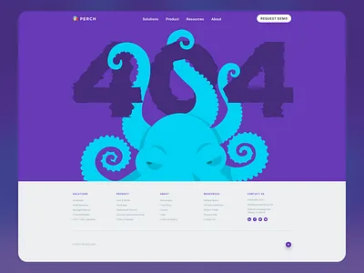 Perch Not Found 404 cyber cybersecurity error illustration kraken octopus perch security ui vector web website