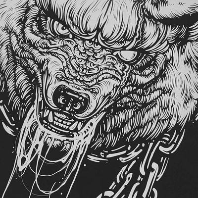 Stay Hungry Wolf Design black and white design illustration screen printing wolf