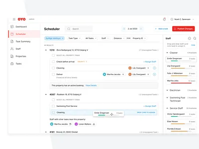 Task Scheduler assign dashboad design system drag and drop dropdown filters product scheduler tasks ui web