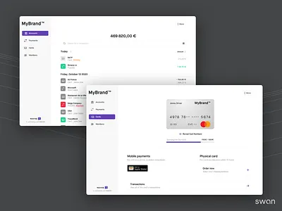 Swan Web Banking app branding clean finance fintech flat minimal startup ui ux