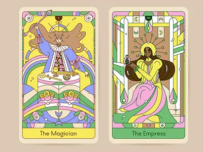 The Magician & The Empress art character design drawing illustration line art tarot tarot card