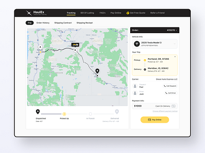 Logistic Web car delivery locations logistics minimal portal track tracking app transportation
