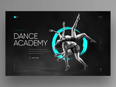 Dance Academy academy dance dancing dark ui hero image homepage landingpage ui ux webdesign website design