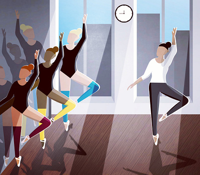 Lesson in ballet studio ballerina ballet branding concept design flat healthy illustration vector woman