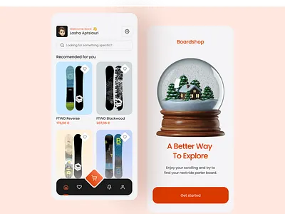 Boardshop - Concept of a snowboard shop design ecommerce minimal mobile shop snowboard ui winter