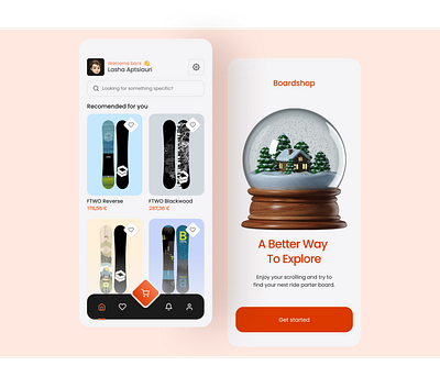 Boardshop - Concept of a snowboard shop design ecommerce minimal mobile shop snowboard ui winter