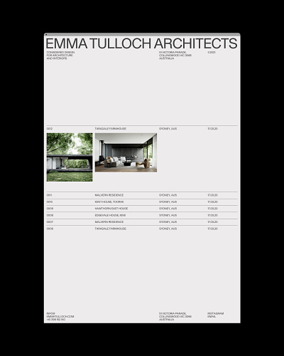 EMMA TULLOCH ARCHITECTS architect architectural architecture branding building design grid portfolio typography ui