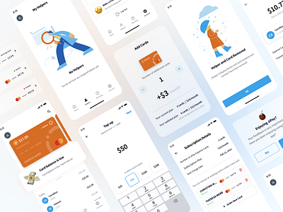 JiPay App cards finance management mobile app transactions ui design