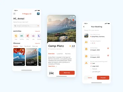 Camping iOS Application camp camping concept concept design design ios app ios app design minimal product design ui ui ux ui design