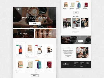 Damn Good Coffee online shop branding coffee coffee shop concept concept design design ecommerce ecommerce design logo minimal product design ui ux ui design web design website