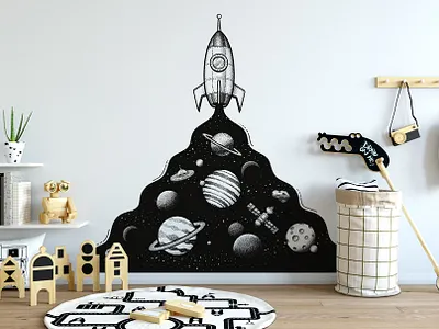 Celestial Sketchbook - Rocket Wake galaxy moon planet planets rocket rockets rocketship satellite wake