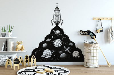 Celestial Sketchbook - Rocket Wake galaxy moon planet planets rocket rockets rocketship satellite wake