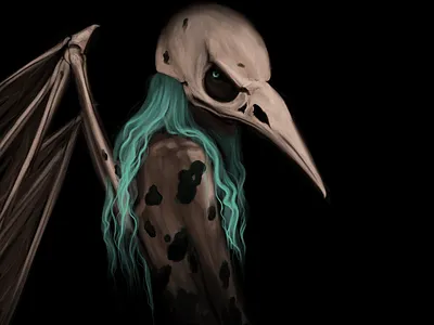My dear Bird-Girl art artwork atmosphere atmospheric bird fantasy illustraion illustration illustration art portrait skeleton ultramarine