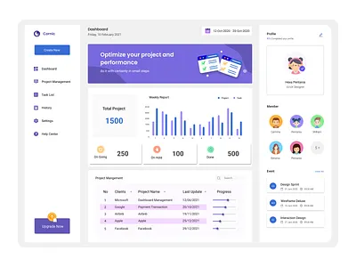 Dashboard Project Management blue chart company branding dashboard dashboard app dashboard design dashboard ui diagram improvement management management app management information system management system management tool minimalistic project project management purple task task management