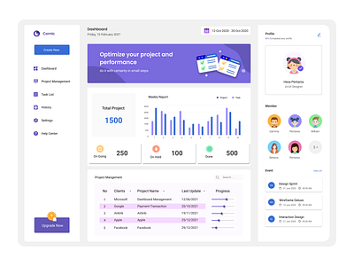 Dashboard Project Management blue chart company branding dashboard dashboard app dashboard design dashboard ui diagram improvement management management app management information system management system management tool minimalistic project project management purple task task management