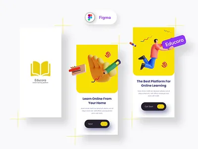 Onboarding screen - Online learning platform app [Educora] 3d illustration android app app application design design education app educora illustration ios app onboarding ui online product ui ux