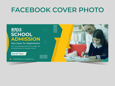 School kids Admission Facebook Cover Photo Design 2025 ads design banner ads design banner design concept facebook cover design facebook post google ad banner gradient illustration instagram post modern modern design product design school admission social media banner social media design template design typography web banner web slider