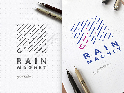 Rain Magnet Logo Design brainyworksgraphics brand design drawinglogo handdrawn handmade logo logodesign rainmagnet vector vectorgraphics