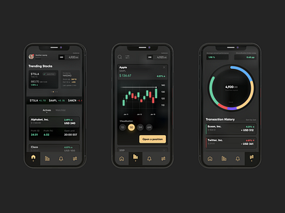 Trading app concept - nightmode app branding graphic design minimal ui ux