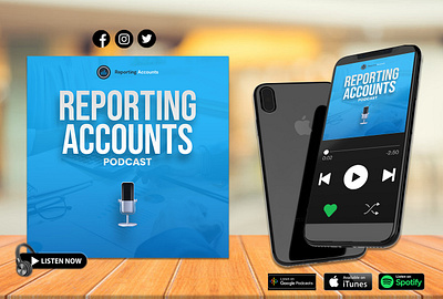 Reportingaccounts podcast social media branding logo podcast social media