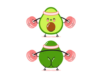 Avocado gym ass avocado bottom butt buttock cartoon character cute doodle fitness food funny gym healthy illustration kawaii sport squats vegan workout