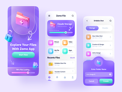 Files Manager App app design app ui cloud app colorful file management file manager file sharing file storage folder graphic imran imranux manage minimal popular statistics storage app ui design user experience zomo