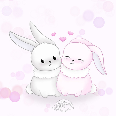 Love animal art cartoon couple cute drawing illustration illustration art illustration digital love lovers print procreate rabbit romantic