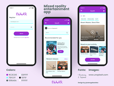 EVAAR - Mixed Reality Entertainment App app design entertainment mobile product ui ux