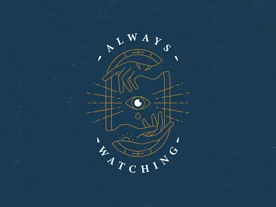 The power of the eye emblem eye flat hand illustraion line minimal stamp tattoo design vintage