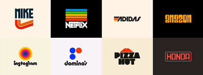 Retro Logos 60s 70s adidas amazon concept design dominos honda instagram logo logodesign logos netflix pizza hut retro