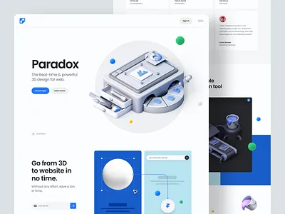 Paradox – SaaS Landing Page 3d 3d design 3d illustration clean design hero header illustration isometric landing page landing page ui minimal minimal ui saas landing page tranmautritam ui ui design ux ux design web design