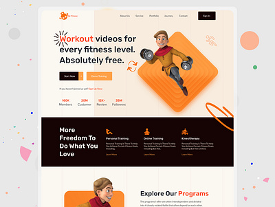 Fitness & Workout Landing Page Design 3d animation branding clean design fitness graphic design gym header homepage illustration landingpage logo motion graphics responsive template ui ui ux website workout