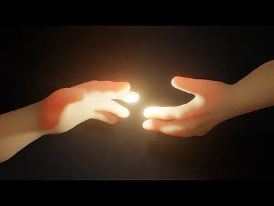 Together 3d blender hand illustration