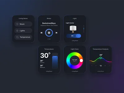 Smart Watch App - Home Assistant app app design dark dark app dark mode dark ui gradient gradient color gradient design gradients smart ui watch