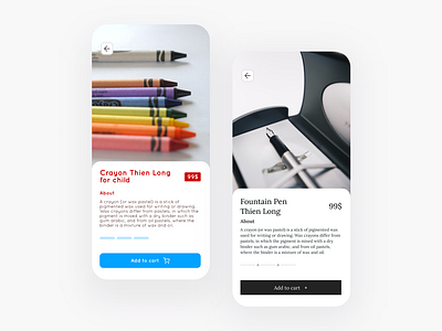 Crayon and fountain Pen UI E-commerce ui