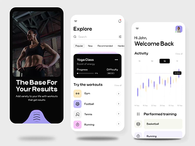 Basement - Fitness App activity app app charts clean fitness minimal mobile mobile app sport statistics