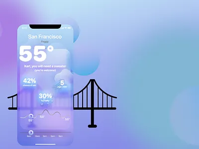 Glassmorphism Weather App clean design fun glassmorphic glassmorphism illustration san francisco typography ui